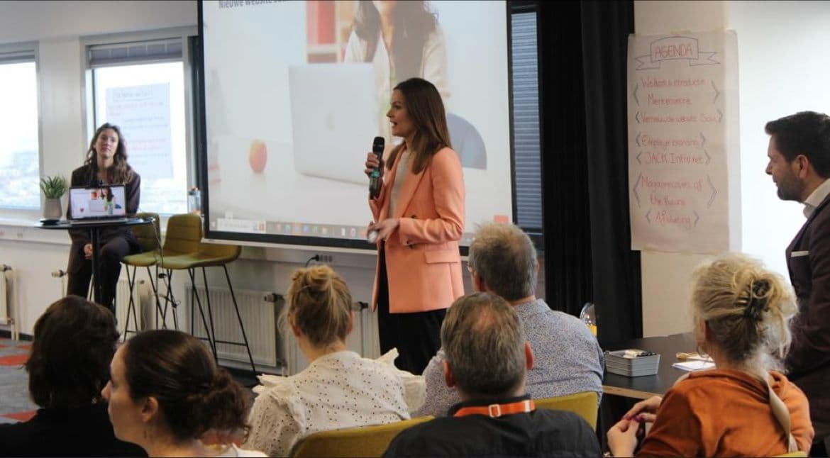 Delivering a keynote presentation to a company audience