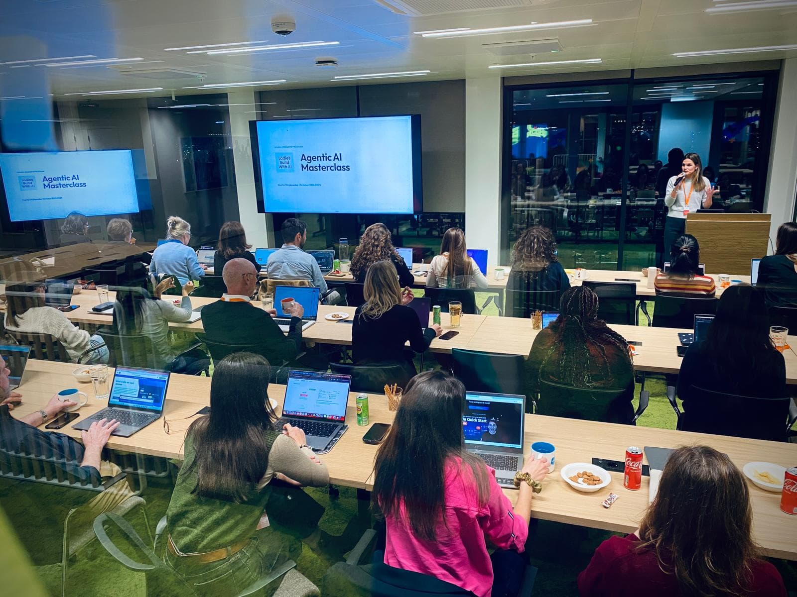 Small-group work at an AI Build Lab session for Equals
